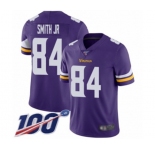 Youth Minnesota Vikings #84 Irv Smith Jr. Purple Team Color Vapor Untouchable Limited Player 100th Season Football Jersey