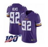 Youth Minnesota Vikings #92 Jalyn Holmes Purple Team Color Vapor Untouchable Limited Player 100th Season Football Jersey