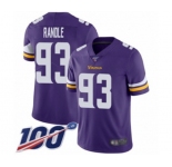 Youth Minnesota Vikings #93 John Randle Purple Team Color Vapor Untouchable Limited Player 100th Season Football Jersey