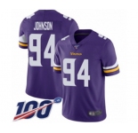 Youth Minnesota Vikings #94 Jaleel Johnson Purple Team Color Vapor Untouchable Limited Player 100th Season Football Jersey