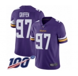 Youth Minnesota Vikings #97 Everson Griffen Purple Team Color Vapor Untouchable Limited Player 100th Season Football Jersey