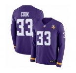 Youth Nike Minnesota Vikings #33 Dalvin Cook Limited Purple Therma Long Sleeve NFL Jersey