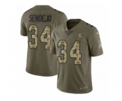 Youth Nike Minnesota Vikings #34 Andrew Sendejo Limited Olive Camo 2017 Salute to Service NFL Jersey
