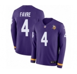 Youth Nike Minnesota Vikings #4 Brett Favre Limited Purple Therma Long Sleeve NFL Jersey