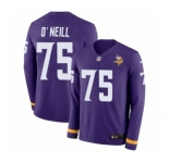 Youth Nike Minnesota Vikings #75 Brian O'Neill Limited Purple Therma Long Sleeve NFL Jersey