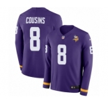 Youth Nike Minnesota Vikings #8 Kirk Cousins Limited Purple Therma Long Sleeve NFL Jersey