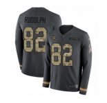 Youth Nike Minnesota Vikings #82 Kyle Rudolph Limited Black Salute to Service Therma Long Sleeve NFL Jersey