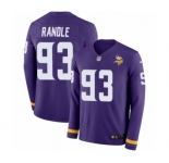 Youth Nike Minnesota Vikings #93 John Randle Limited Purple Therma Long Sleeve NFL Jersey