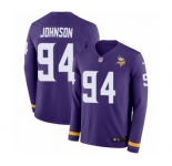 Youth Nike Minnesota Vikings #94 Jaleel Johnson Limited Purple Therma Long Sleeve NFL Jersey