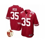 Men San Francisco 49ers #35 Eric Reid Scarlet 70th Anniversary Patch Game Jersey