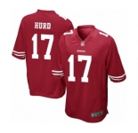 Men's San Francisco 49ers #17 Jalen Hurd Game Red Team Color Football Jersey
