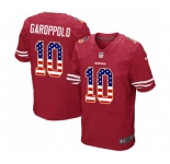 Men's San Francisco 49ers #10 Jimmy Garoppolo Elite Red Home USA Flag Fashion Football Jersey