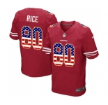 Men's San Francisco 49ers #80 Jerry Rice Elite Red Home USA Flag Fashion Football Jersey