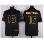 Nike San Francisco 49ers #16 Joe Montana Black Pro Line Gold Collection Jersey(Elite)