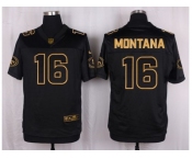 Nike San Francisco 49ers #16 Joe Montana Black Pro Line Gold Collection Jersey(Elite)