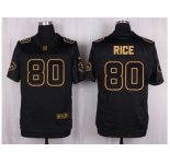 Nike San Francisco 49ers #80 Jerry Rice Black Pro Line Gold Collection Jersey(Elite)