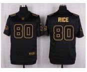 Nike San Francisco 49ers #80 Jerry Rice Black Pro Line Gold Collection Jersey(Elite)