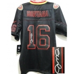 nike nfl jerseys san francisco 49ers #16 joe montana black[Elite lights out signature]