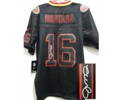 nike nfl jerseys san francisco 49ers #16 joe montana black[Elite lights out signature]