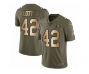Men Nike San Francisco 49ers #42 Ronnie Lott Limited Olive Gold 2017 Salute to Service NFL Jersey