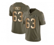 Men Nike San Francisco 49ers #63 Brandon Fusco Limited Olive Gold 2017 Salute to Service NFL Jersey