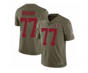 Men Nike San Francisco 49ers #77 Trent Brown Limited Olive 2017 Salute to Service NFL Jersey