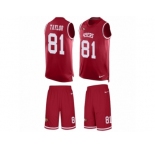 Men Nike San Francisco 49ers #81 Trent Taylor Limited Red Tank Top Suit NFL Jersey