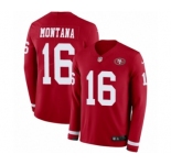 Men's Nike San Francisco 49ers #16 Joe Montana Limited Red Therma Long Sleeve NFL Jersey