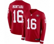 Men's Nike San Francisco 49ers #16 Joe Montana Limited Red Therma Long Sleeve NFL Jersey
