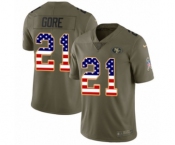 Men's Nike San Francisco 49ers #21 Frank Gore Limited Olive USA Flag 2017 Salute to Service NFL Jersey