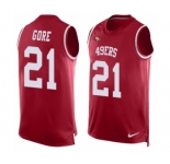 Men's Nike San Francisco 49ers #21 Frank Gore Limited Red Player Name & Number Tank Top NFL Jersey