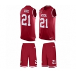 Men's Nike San Francisco 49ers #21 Frank Gore Limited Red Tank Top Suit NFL Jersey