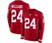 Men's Nike San Francisco 49ers #24 K'Waun Williams Limited Red Therma Long Sleeve NFL Jersey