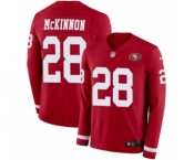 Men's Nike San Francisco 49ers #28 Jerick McKinnon Limited Red Therma Long Sleeve NFL Jersey