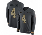 Men's Nike San Francisco 49ers #4 Nick Mullens Limited Black Salute to Service Therma Long Sleeve NFL Jerse