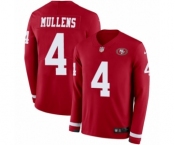 Men's Nike San Francisco 49ers #4 Nick Mullens Limited Red Therma Long Sleeve NFL Jersey