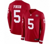 Men's Nike San Francisco 49ers #5 Bradley Pinion Limited Red Therma Long Sleeve NFL Jersey