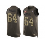 Men's Nike San Francisco 49ers #64 Mike Purcell Limited Green Salute to Service Tank Top NFL Jersey