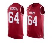 Men's Nike San Francisco 49ers #64 Mike Purcell Limited Red Player Name & Number Tank Top NFL Jersey