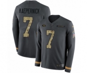 Men's Nike San Francisco 49ers #7 Colin Kaepernick Limited Black Salute to Service Therma Long Sleeve NFL Jersey