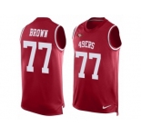 Men's Nike San Francisco 49ers #77 Trent Brown Limited Red Player Name & Number Tank Top NFL Jersey