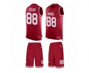 Men's Nike San Francisco 49ers #88 Garrett Celek Limited Red Tank Top Suit NFL Jersey