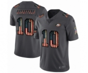 Men's San Francisco 49ers #10 Jimmy Garoppolo Limited Black USA Flag 2019 Salute To Service Football Jersey