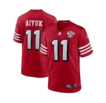 Men's San Francisco 49ers #11 Brandon Aiyuk 2021 Scarlet 75th Anniversary Alternate Football Stitched Game Jersey