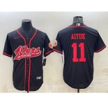 Men's San Francisco 49ers #11 Brandon Aiyuk Black With Patch Cool Base Stitched Baseball Jersey