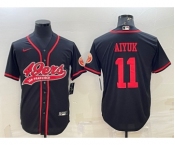 Men's San Francisco 49ers #11 Brandon Aiyuk Black With Patch Cool Base Stitched Baseball Jersey