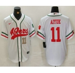Men's San Francisco 49ers #11 Brandon Aiyuk Number White Mexico Cool Base Stitched Baseball Jersey