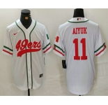 Men's San Francisco 49ers #11 Brandon Aiyuk White Mexico Cool Base Stitched Baseball Jersey