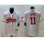 Men's San Francisco 49ers #11 Brandon Aiyuk White With Patch Cool Base Stitched Baseball Jersey