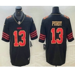 Men's San Francisco 49ers #13 Brock Purdy Black Gold Fashion Vapor Limited Stitched Jersey